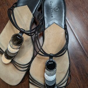 Cole Haan Women's Black and Tan Sandals